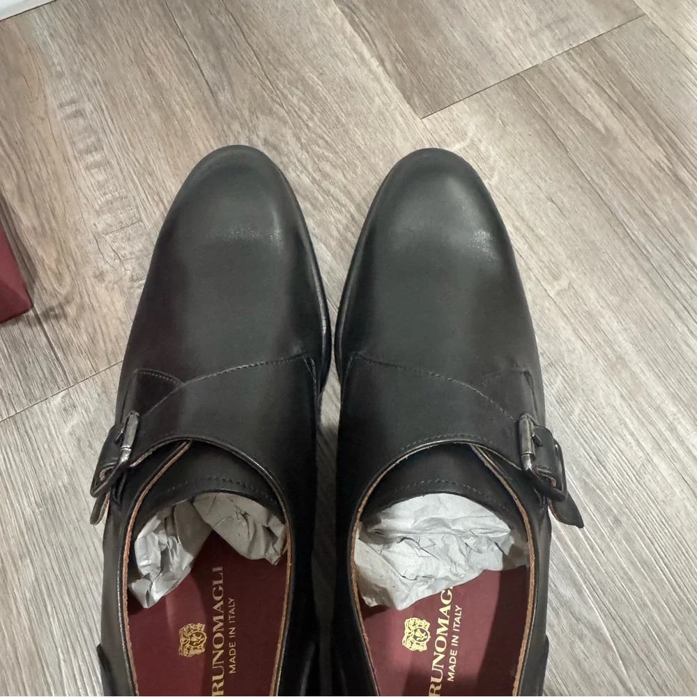 Bruno Magli Solero Classic Monk Strap Black Leather Dress Shoes